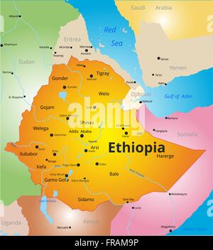 Mappa dei colori di Etiopia Illustrazione Vettoriale