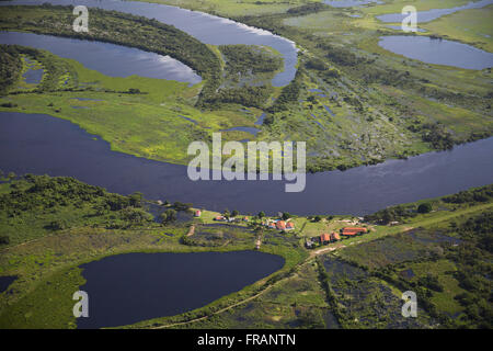 Vista aerea del Jatobazinho progetto Scuola in Pantanal la regione di Acaia Sierra Amolar Foto Stock