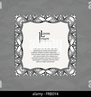 Vettore di modello di progettazione. Business card con cerchio floreale ornamento. Mandala stile. Illustrazione Vettoriale