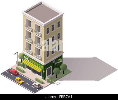 Isometrica del vettore mini market Illustrazione Vettoriale