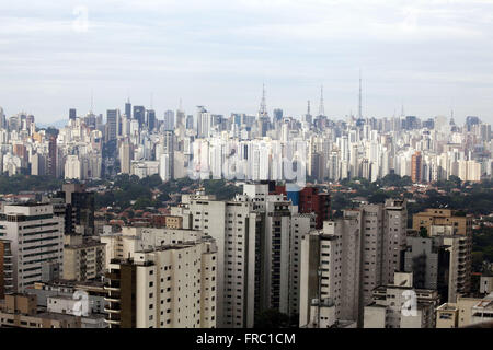 Antenna e vista panoramica della città di Sao Paulo Foto Stock