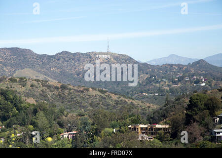 Hollywood Sign vista da Runyon Canyon escursione Foto Stock