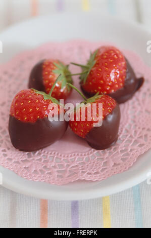 Cioccolato fragole anabbaglianti Foto Stock