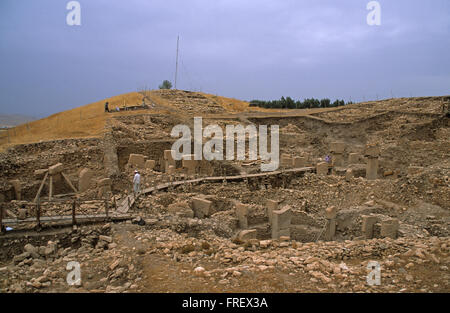 Neolitico antico sito di Gobekli Tepe, Sanliurfa Provincia, a sud est della Turchia Foto Stock