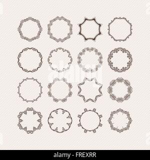 Set di vettore ornati mandala bordi e cornici. Pizzo gotico tatuaggi. Celtic tessere con angoli acuti. Illustrazione Vettoriale