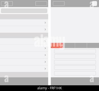 Mobile User Interface grigio wireframe Illustrazione Vettoriale