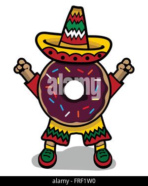 Cartoon ciambella messicano con Sombrero Illustrazione Vettoriale
