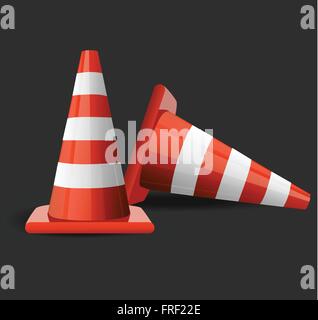 Traffico coni isolato su bianco Illustrazione Vettoriale