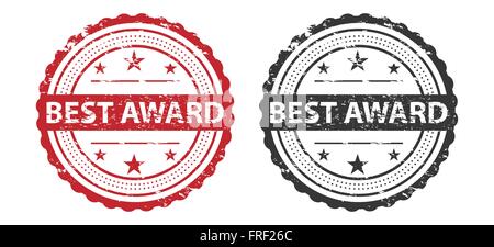 Premio Best Grunge timbro rosso e nero isolato su bianco Illustrazione Vettoriale