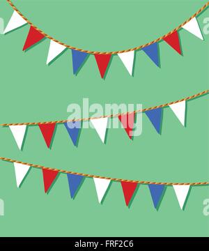 Set di Bunting bandiere di colore rosso e bianco Illustrazione Vettoriale