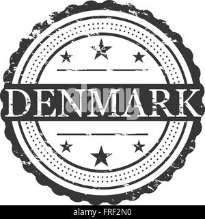La Danimarca Paese Grunge simbolo del timbro Illustrazione Vettoriale
