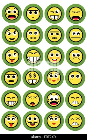 Set di tre emozione Stickers isolati su sfondo bianco Illustrazione Vettoriale