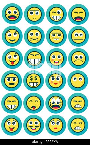 Set di tre emozione Stickers isolati su sfondo bianco Illustrazione Vettoriale