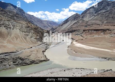 Ladakh, Kashmir-Jammu, India - 09/07/2007 - India / Jammu e Kashmir / Ladakh - Ladakh fiumi : Zanskar e induisti, Kashmi Foto Stock