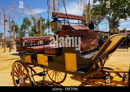 Andalusa di Arte Equestre durante la feria di Jerez de la Frontera.Arte della carrozza e dei carrelli tradizionali. - 11/05/2013 Foto Stock