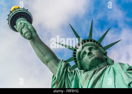 Primo piano della Statua della libertà, Liberty Island, New York City, USA. Foto Stock