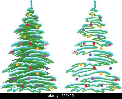 Albero di natale con decorazioni Illustrazione Vettoriale