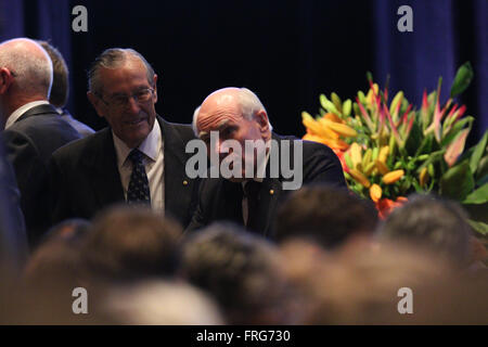 Sydney, Australia. Il 23 marzo 2016. Il 2016 Lowy lezione è stata pronunciata dal Primo Ministro dell'Australia, dell'on. Malcolm Turnbull, MP. Il 2016 Lowy Conferenza era il primo ministro del primo grande discorso in Australia ruolo nel mondo. L'annuale conferenza Lowy è l Istituto Lowy firma dell'evento ogni anno, a cui un individuo prominente riflette in Australia ruolo nel mondo e il mondo di influenza in Australia. Nella foto: l'ex primo ministro australiano John Howard. Credito: Richard Milnes/Alamy Live News Foto Stock