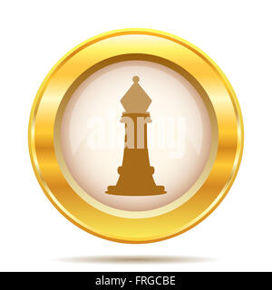 Round Icona lucido con design marrone su fondo oro Foto Stock