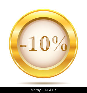 Round Icona lucido con design marrone su fondo oro Foto Stock
