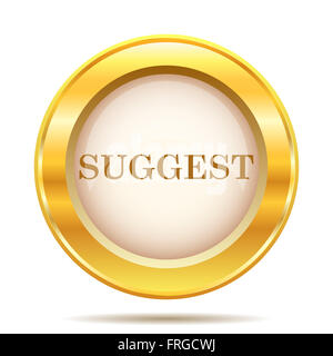 Round Icona lucido con design marrone su fondo oro Foto Stock