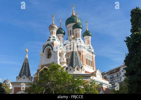 St Nicholas Chiesa Ortodossa Russa, Nice, Francia Foto Stock