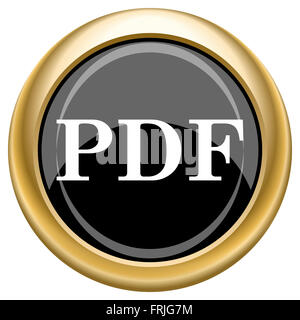 Lucido icona lucido con design in bianco su nero e oro Foto Stock