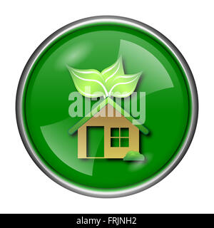 Round Icona lucido marrone con design su sfondo verde Foto Stock