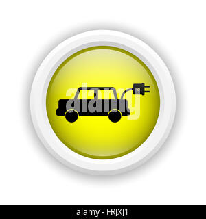 Round Icona in plastica con design di colore nero su sfondo giallo Foto Stock