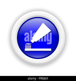 Round Icona in plastica con design in bianco su sfondo blu Foto Stock
