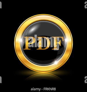 Golden icona lucido su sfondo nero - pulsante internet Foto Stock