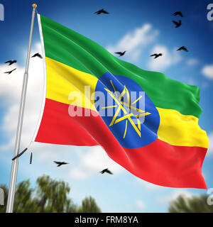 Bandiera dell'Etiopia , questo è un computer generato e l'immagine 3D rappresentata. Foto Stock