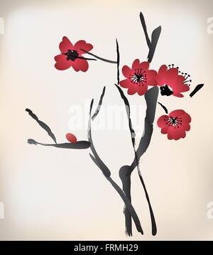 Blossom pittura Illustrazione Vettoriale