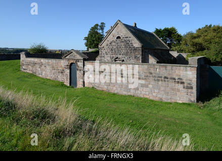 Rivista di polvere da sparo sulle mura della città di confine di Berwick upon Tweed, Inghilterra del più a nord la città. Foto Stock
