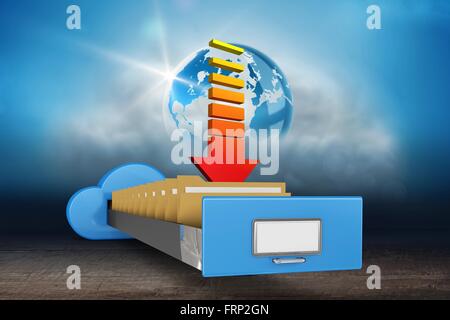 Il Cloud Filing cabinet con freccia Foto Stock