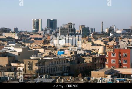 Vista su Erbil, l Iraq dalla cittadella vecchia Foto Stock