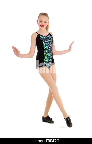 Toccare Preteen ballerina in costume considerando Foto Stock