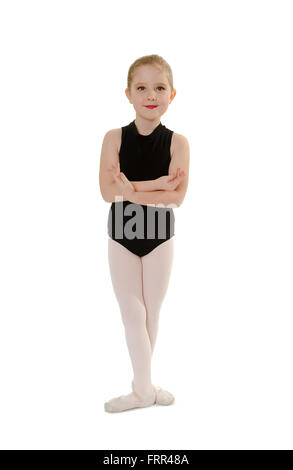 Un bambino di 8 anni Bambino studente di balletto in corso di danza uniforme Foto Stock