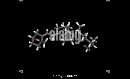 La vitamina D della molecola in una rappresentazione stick su sfondo nero Foto Stock