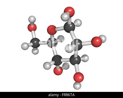 Glucosio (beta-D-glucosio, zucchero d'uva, destrosio) molecola, struttura chimica Foto Stock