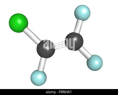 Chlorotrifluoroethy lene (CTFE) molecola del refrigerante e polychlorotrifluoro plastica etilene building block. Foto Stock