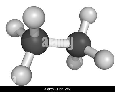 Etano gas naturale elemento isolato su bianco, modello molecolare Foto Stock