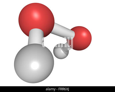 Struttura chimica di un perossido di idrogeno (H2O2) molecola. HOOH è una specie di ossigeno reattivo (ROS). H2O2 soluzioni sono spesso utilizzare Foto Stock