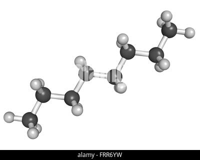 Struttura chimica di idrocarburo di ottano isolato su bianco Foto Stock