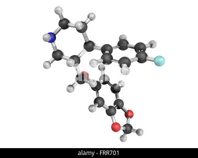 Struttura chimica di paroxetina, un farmaco antidepressivo degli SSRI, usato per curare la depressione maggiore, ocd, disturbo di panico, s Foto Stock