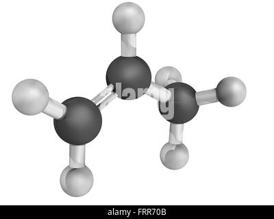 Struttura chimica di propilene (propene), polipropilene (PP), polipropilene) di plastica building block Foto Stock