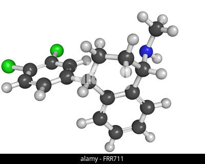 Struttura chimica di sertalina, un antidepressivo di inibitore selettivo della ricaptazione della serotonina Foto Stock