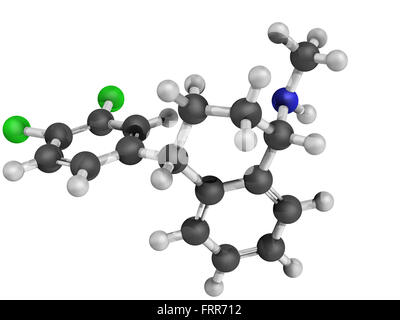 Struttura chimica di sertalina, un antidepressivo di inibitore selettivo della ricaptazione della serotonina Foto Stock