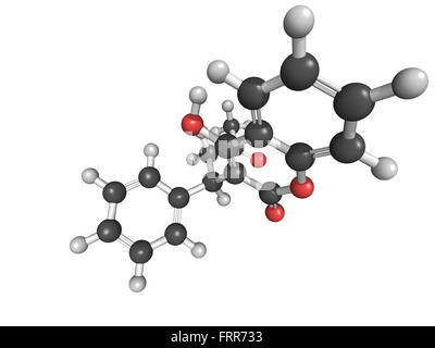 Struttura chimica di warfarin, un farmaci anticoagulanti. Utilizzato nella trombosi e tromboembolia prevenzione Foto Stock