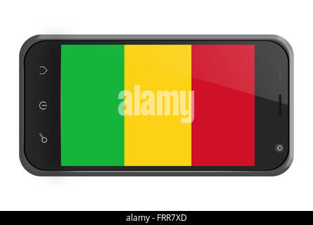Mali bandiera sulla schermata dello smartphone isolato su bianco Foto Stock